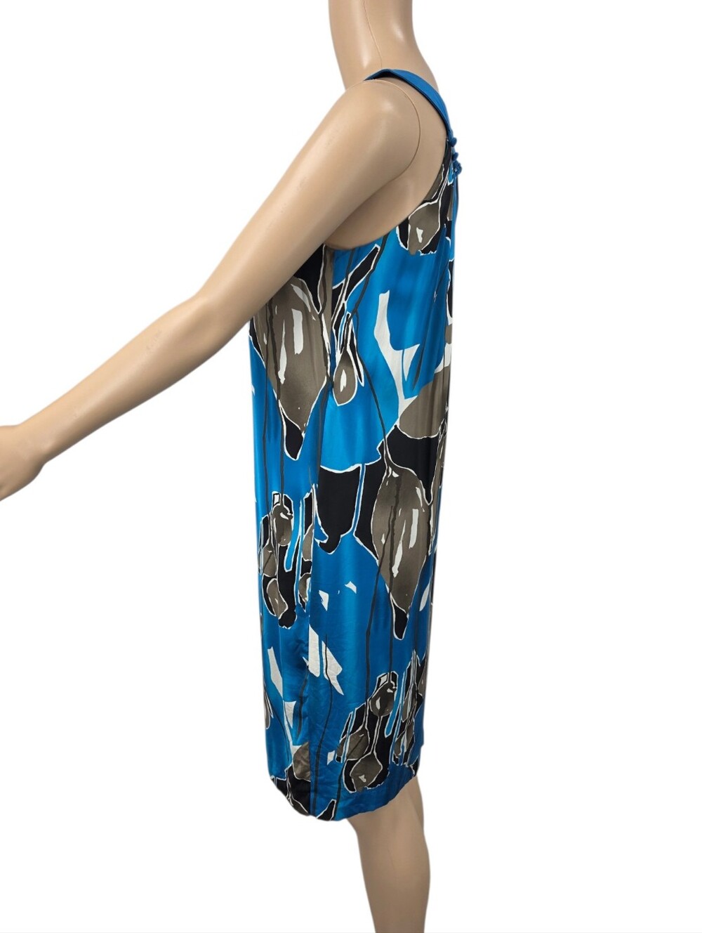 Silk The Limited Blue Abstract Print Sleeveless Midi Dresd - Picture 2 of 11